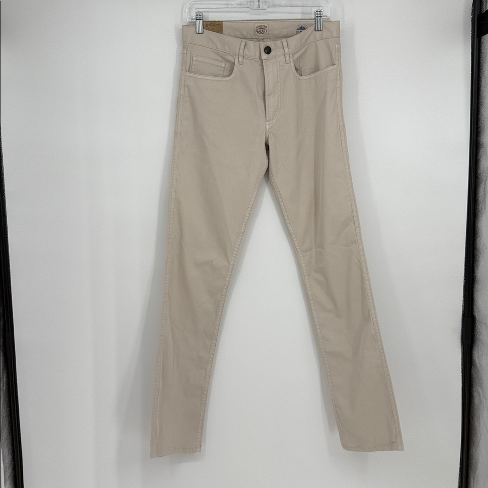 Faherty Brand Slim Fit Stretch Chino Pants Sz 29 Beige Khaki Casual Comfort NWT